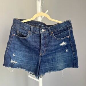 High Rise A-Line Cut-Off Denim Shorts